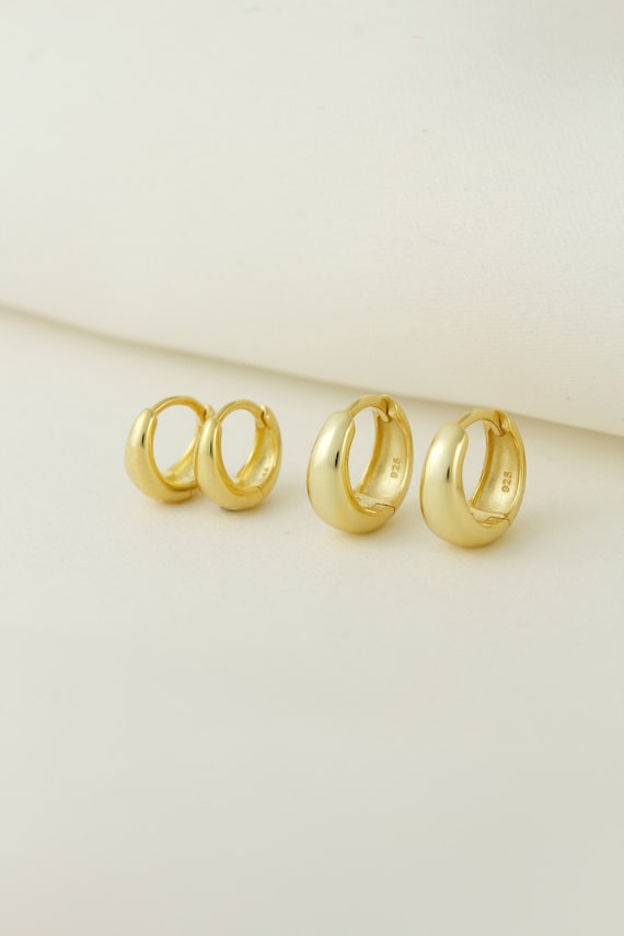 18k Gold Vermeil Earrings, Dome Huggies Gold Hoops, Minimalist Everyday  Gold Huggies, Tarnish Resistant Everyday Huggie Hoop Earrings - Etsy