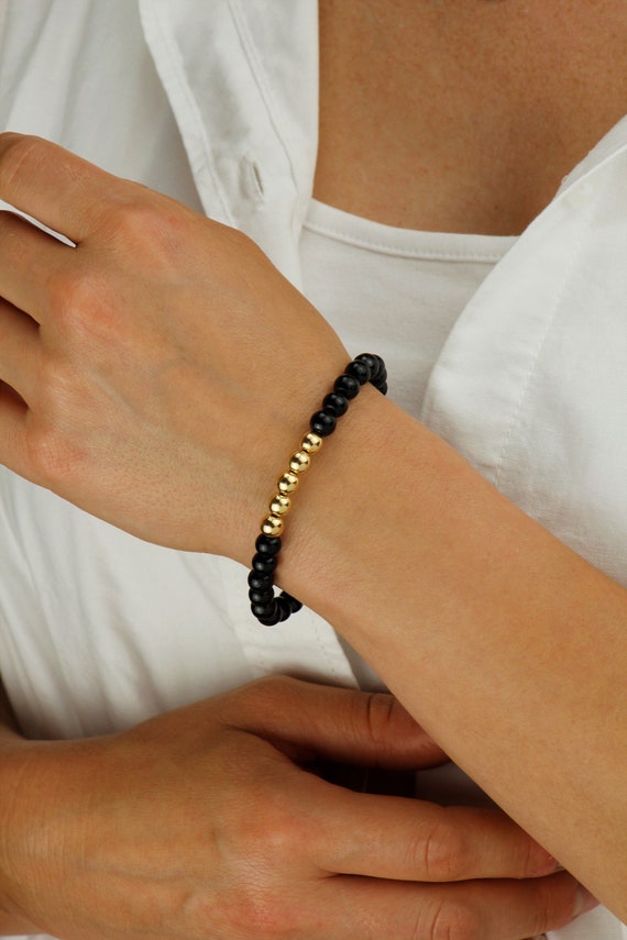 Natural Real Beautiful Round Black Onyx Bracelet | eBay-chantamquoc.vn