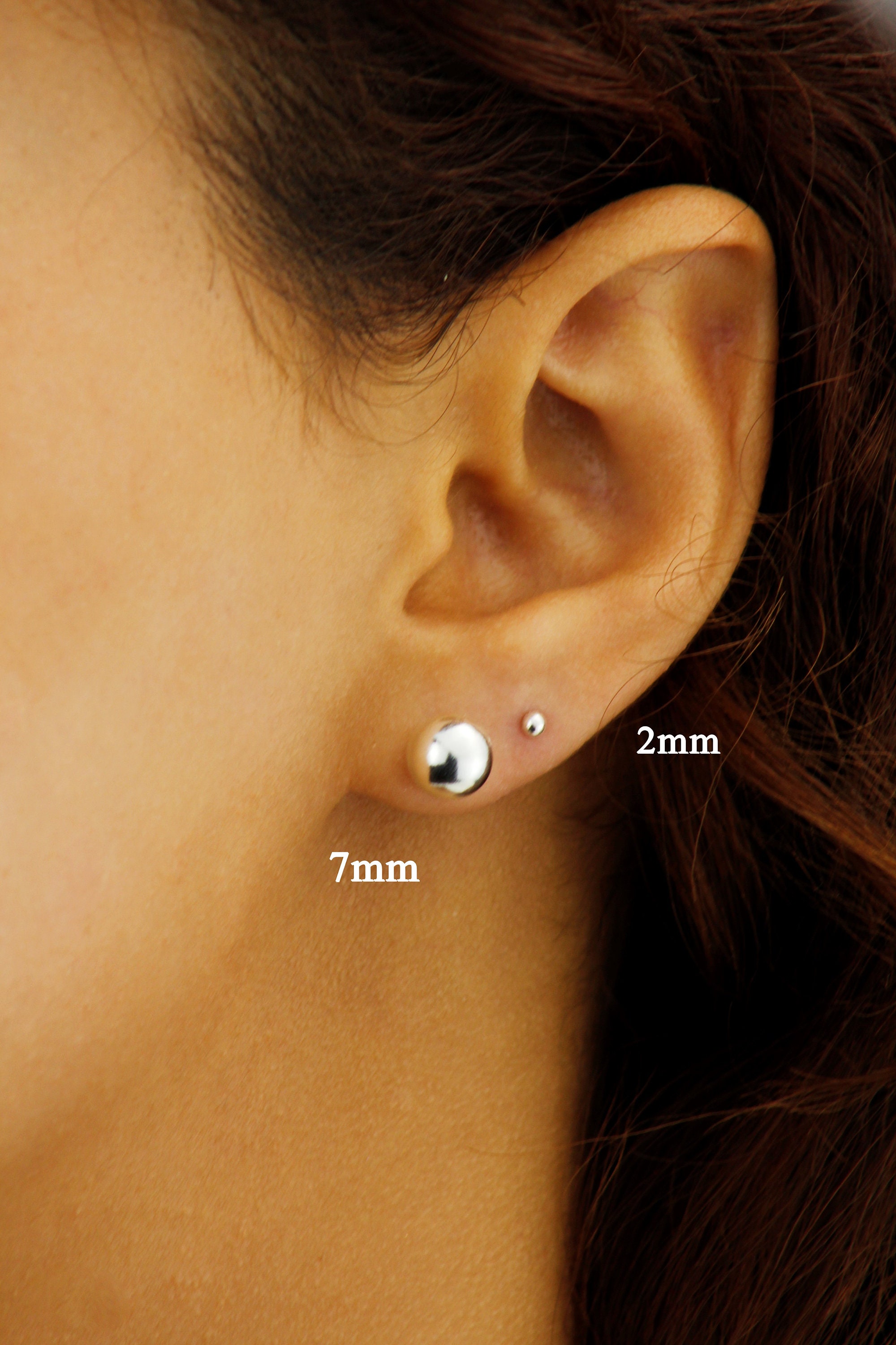 Solid Silver Ball Studs, Dainty Silver Ball Studs, Everyday