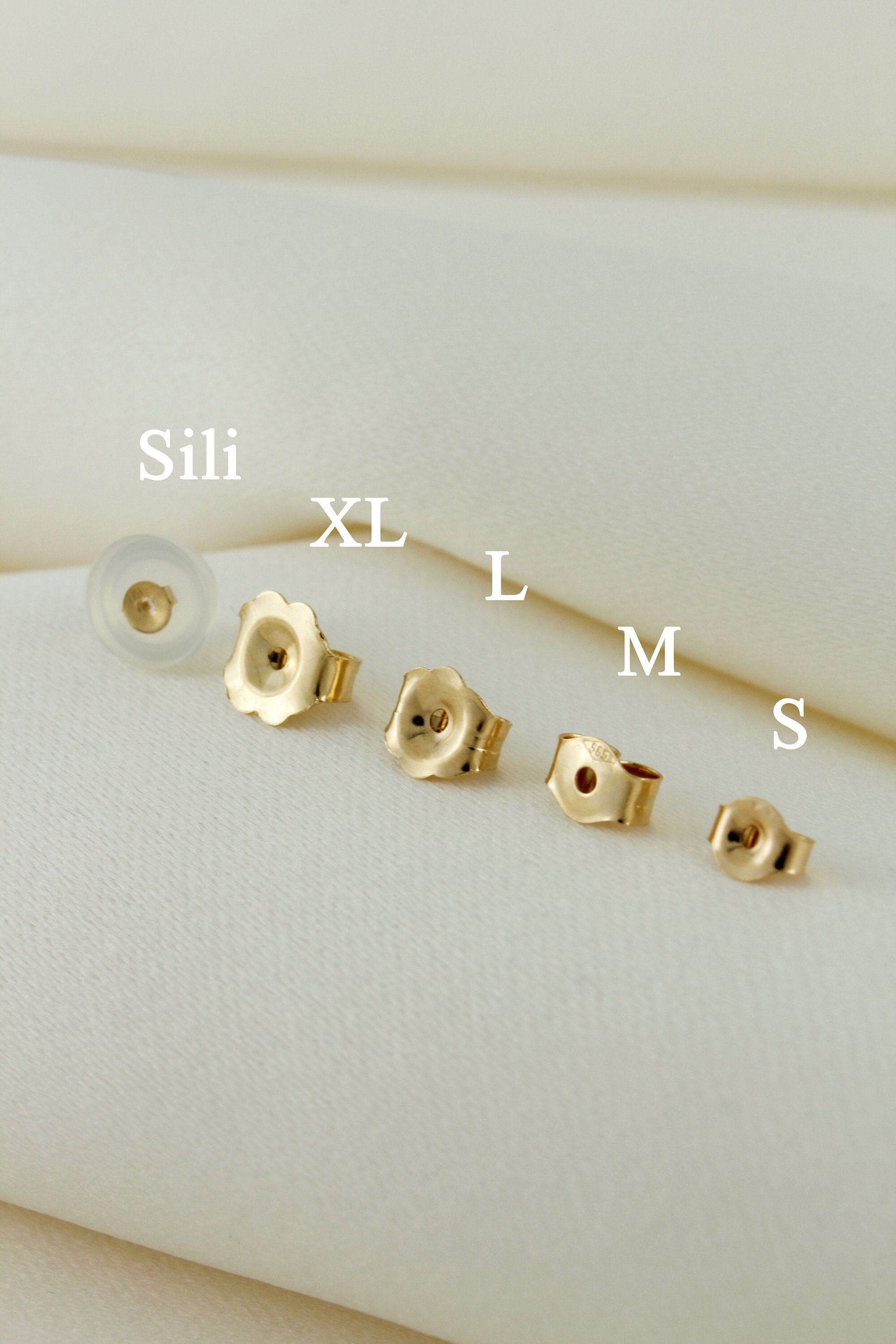 14k Solid Gold Backings, Real Gold Butterfly Backs, Gold Ear Nuts, Gold Stud Backings, Gold Silicon Push Backs