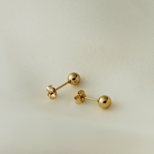 14K Gold Filled Tarnish Resistant Ball Stud Earrings, Gold Filled Plain Ball Stud Earrings 3mm, 4mm, 5mm, Simple Gold Ball Stud Earrings image 9