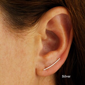 18K Gold Vermeil Ear Climber, Ear Climber, Silver Ear Cuff, Minimalist Simple Ear Climber, Plain Ear Crawlers image 2