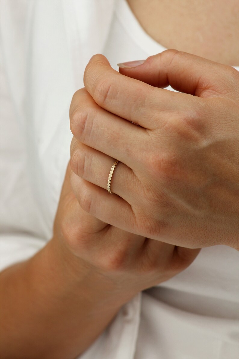 Tarnish Resistant 14k Gold Filled Stacking Ring Gold Beaded Etsy