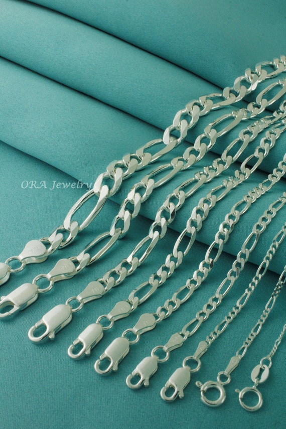 ソリッド925スターリングシルバー1.5 MMフィガロリンクチェーンネックレス - with安全ロックカニカン- - - - - - - シルバー並行輸入 Miabella ソリッド925スターリングシルバー イタリア製 5mm