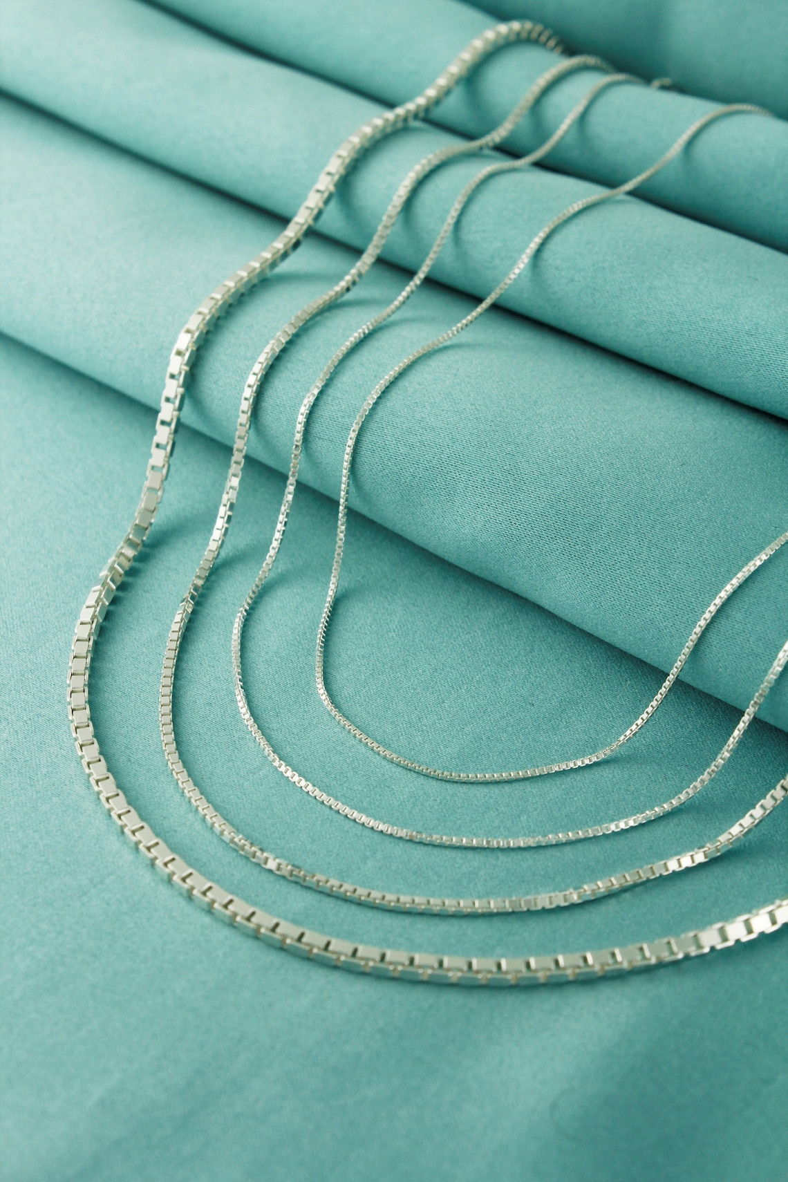 925 Sterling Silver Box Chain Necklace Made in Italy Silver Etsy