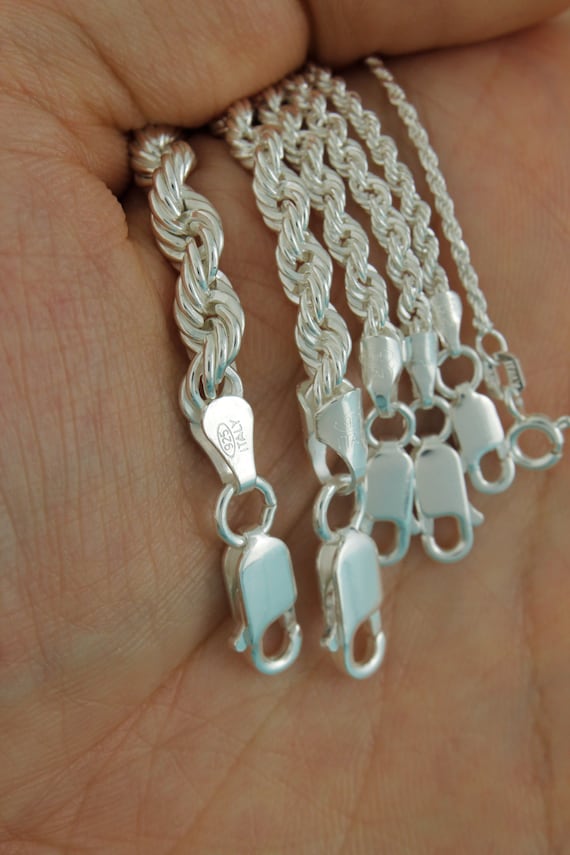 925 Sterling Silver Rope Chain Necklace Made in Italy Silver Chain Real Silver Chain Thickness 1.4mm 2mm 3mm 3.2mm 4.5mm 5.5mm Etsy