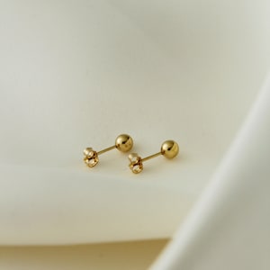 14K Gold Filled Tarnish Resistant Ball Stud Earrings, Gold Filled Plain Ball Stud Earrings 3mm, 4mm, 5mm, Simple Gold Ball Stud Earrings image 2