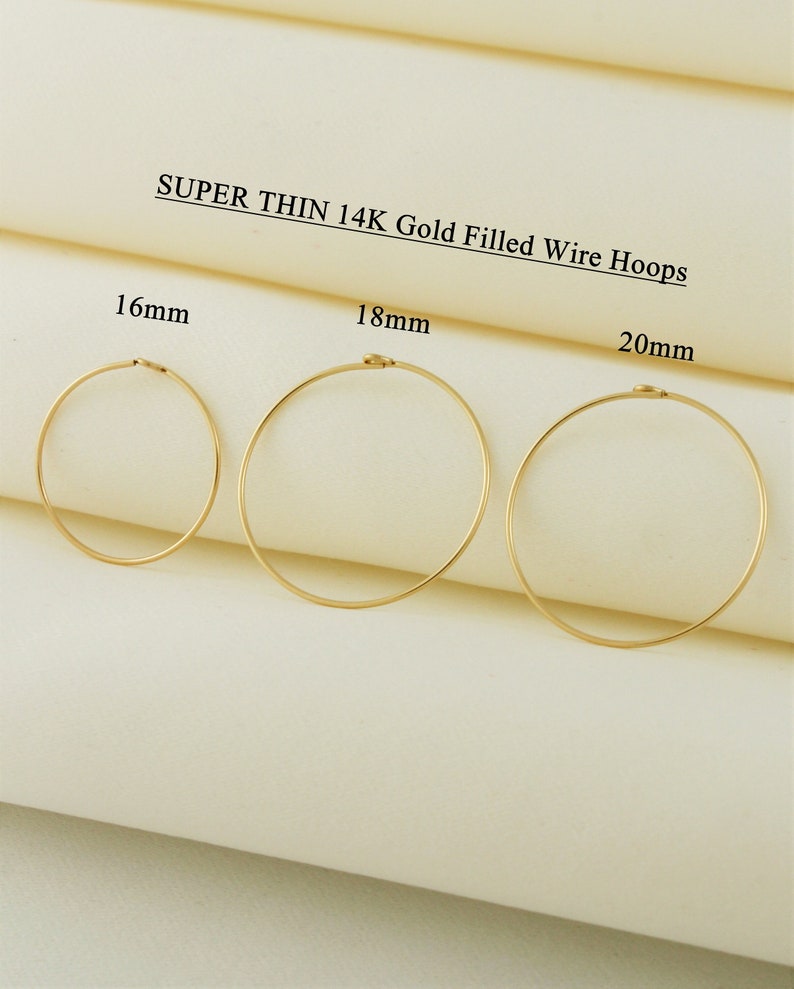 Super Thin Wire Hoop Earrings 14K Gold Filled Tarnish Etsy