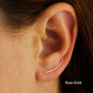 18K Gold Vermeil Ear Climber, Ear Climber, Silver Ear Cuff, Minimalist Simple Ear Climber, Plain Ear Crawlers image 3