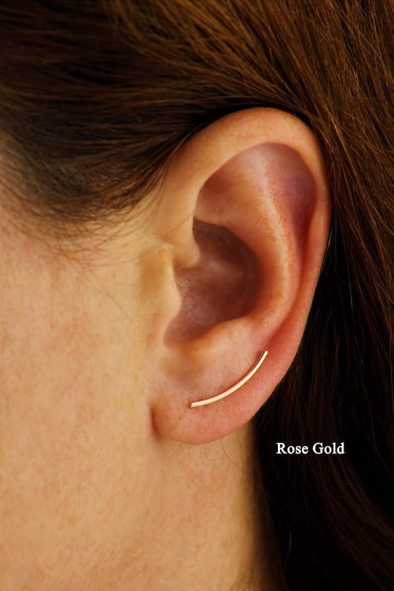 18K Gold Vermeil Ear Climber, Ear Climber, Silver Ear Cuff, Minimalist Simple Ear Climber, Plain Ear Crawlers image 3