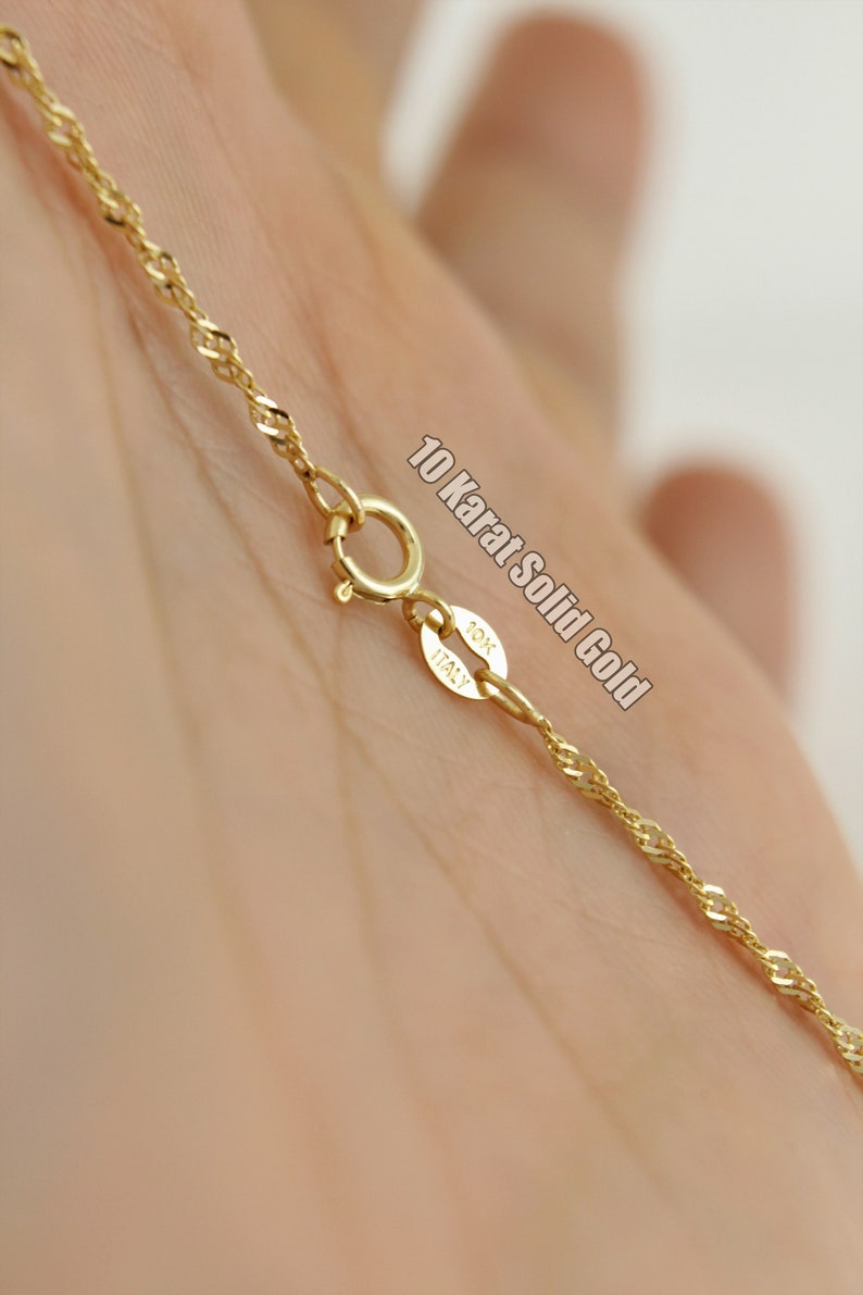 10k Solid Gold Twisted Chain Anklet, Dainty Gold Anklet, Simple Gold Anklet for Women, Real Gold Anklet, Singapore Chain Anklet image 5