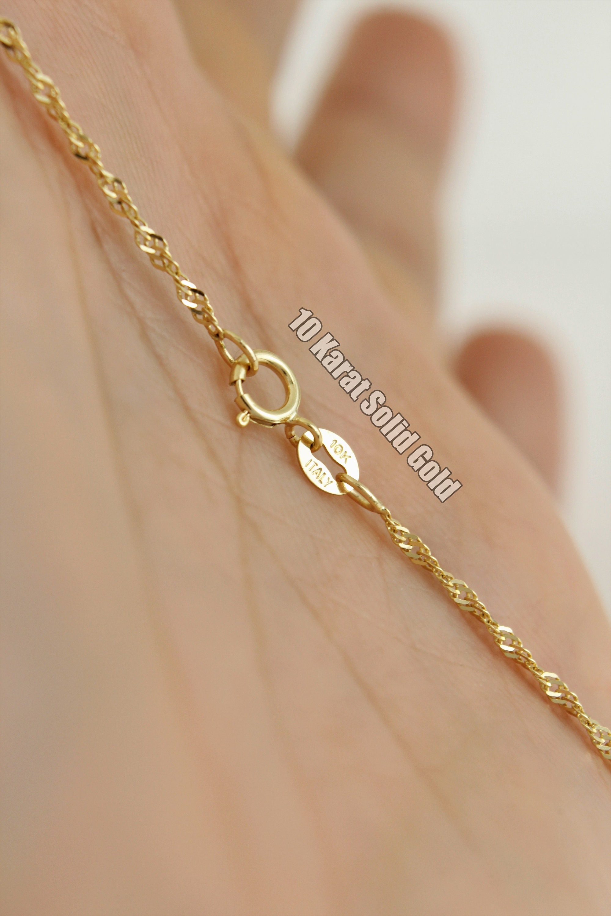 10k Solid Gold Twisted Chain Anklet Dainty Gold Anklet Simple