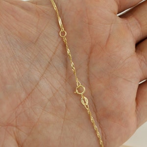 10k Solid Gold Twisted Chain Anklet, Dainty Gold Anklet, Simple Gold Anklet for Women, Real Gold Anklet, Singapore Chain Anklet image 9