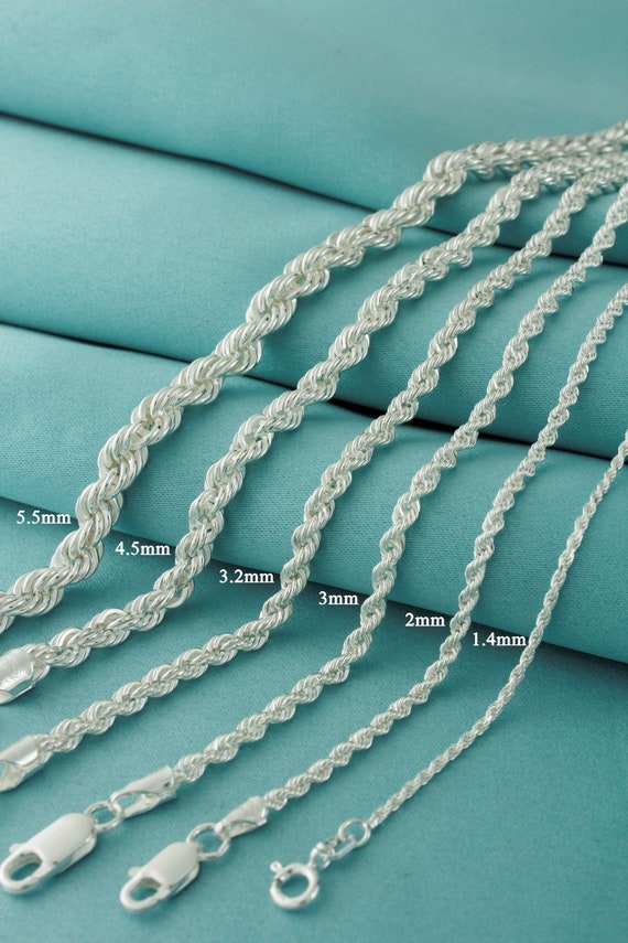 925 Sterling Silver Rope Chain Necklace Made in Italy, Silver Chain, Real  Silver Chain, Thickness 1.4mm, 2mm, 3mm, 3.2mm, 4.5mm, 5.5mm - Etsy