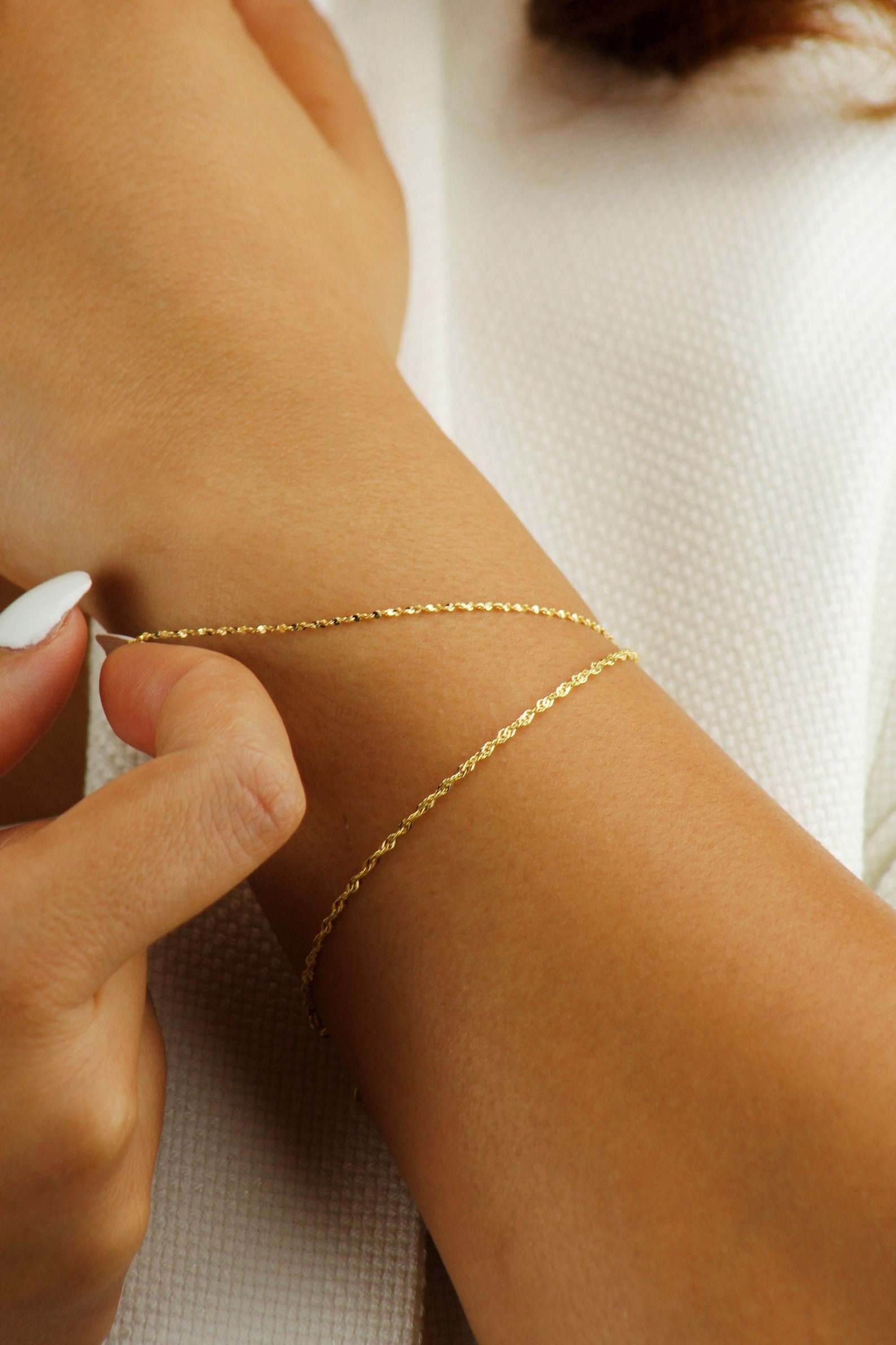 10k Solid Gold Dainty Bracelet Real Gold Serpentine Bracelet Etsy