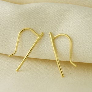 18K Gold Vermeil Ear Climber, Ear Climber, Silver Ear Cuff, Minimalist Simple Ear Climber, Plain Ear Crawlers image 5