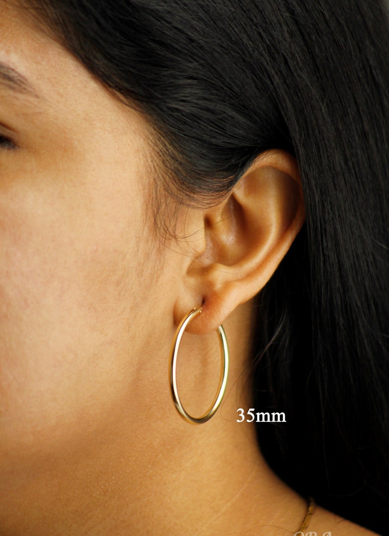 14K Gold Filled Tarnish Resistant Tube Hoop Earrings 14k Gold Etsy