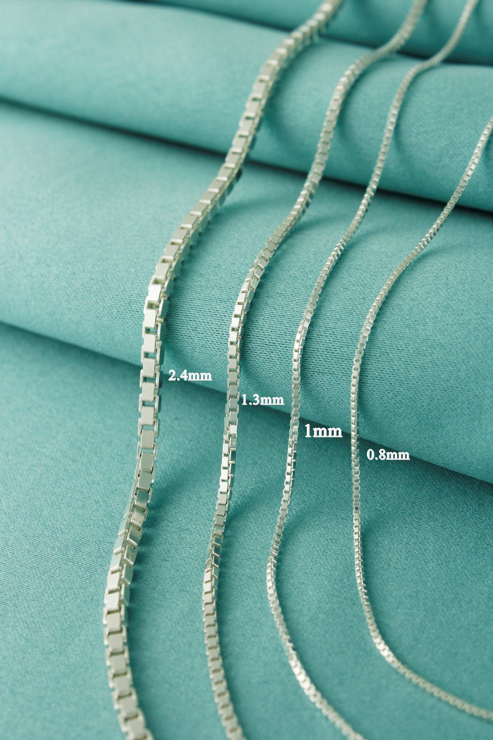 925 Sterling Silver Box Chain Necklace Made in Italy Silver Etsy