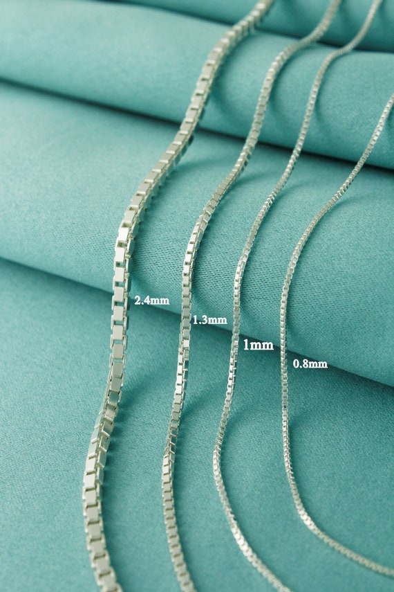 Sterling Silver Box Chain Necklace - Made in Italy Sterling Silver Box Chain Necklace - Made in Italy