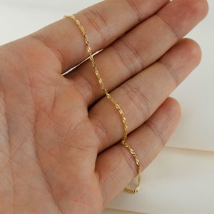 10k Solid Gold Twisted Chain Anklet, Dainty Gold Anklet, Simple Gold Anklet for Women, Real Gold Anklet, Singapore Chain Anklet image 4