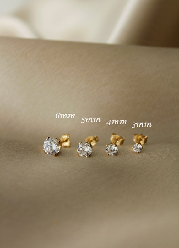 14k Gold-filled Clear Cubic Zirconia Post Stud Earrings 6mm 14k Gold-filled Clear Cubic Zirconia Post Stud Earrings 6mm