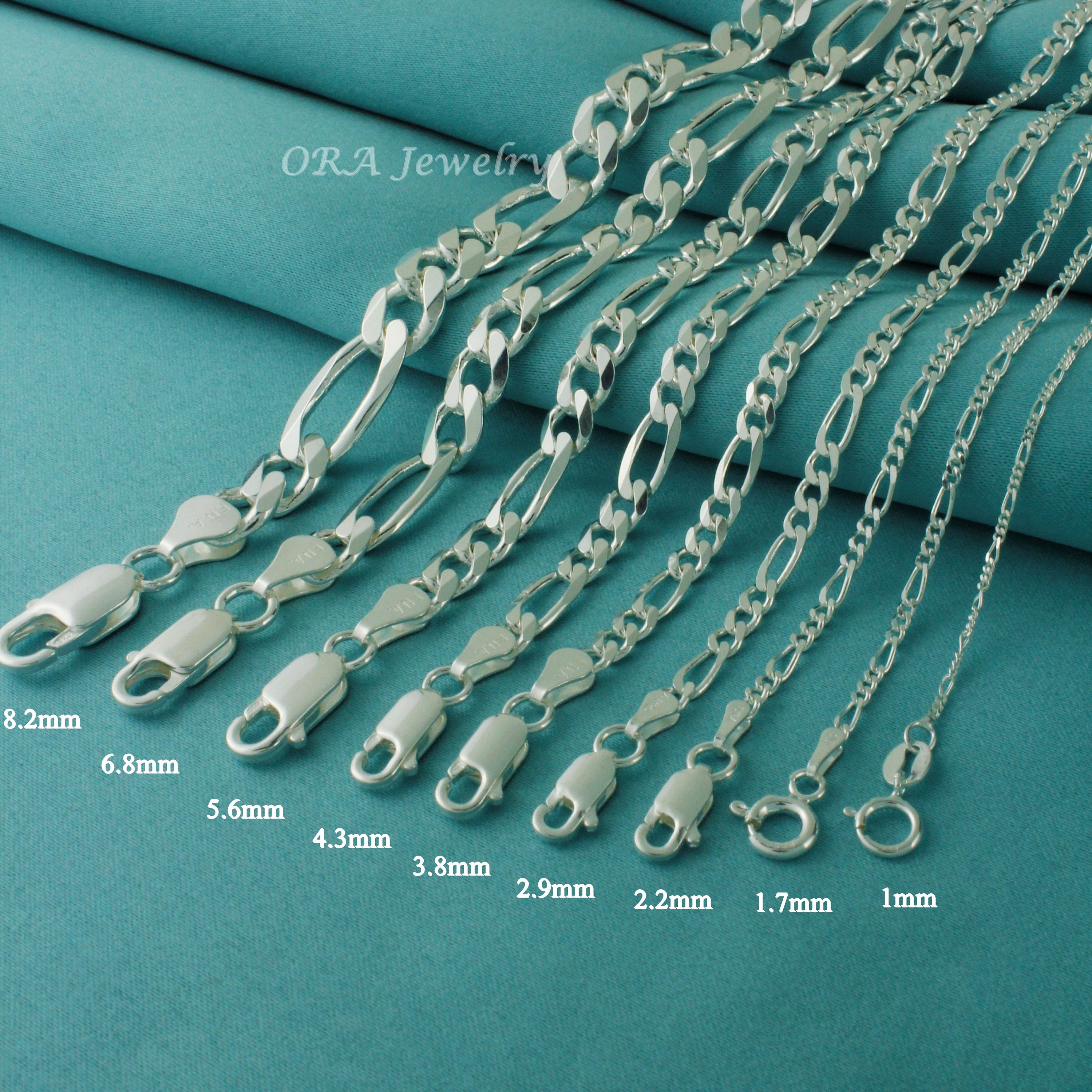 925 Sterling Silver Figaro Chain, Real Silver Chains, Silver Chain ...