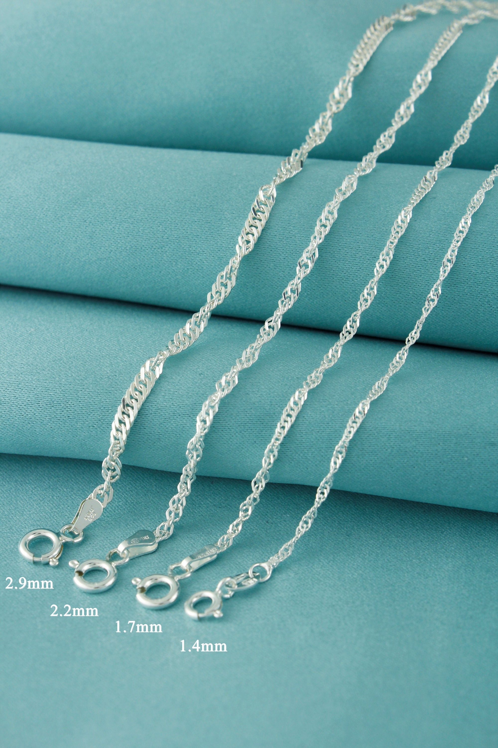 925 Sterling Silver Twisted Chain Necklace Made in Italy