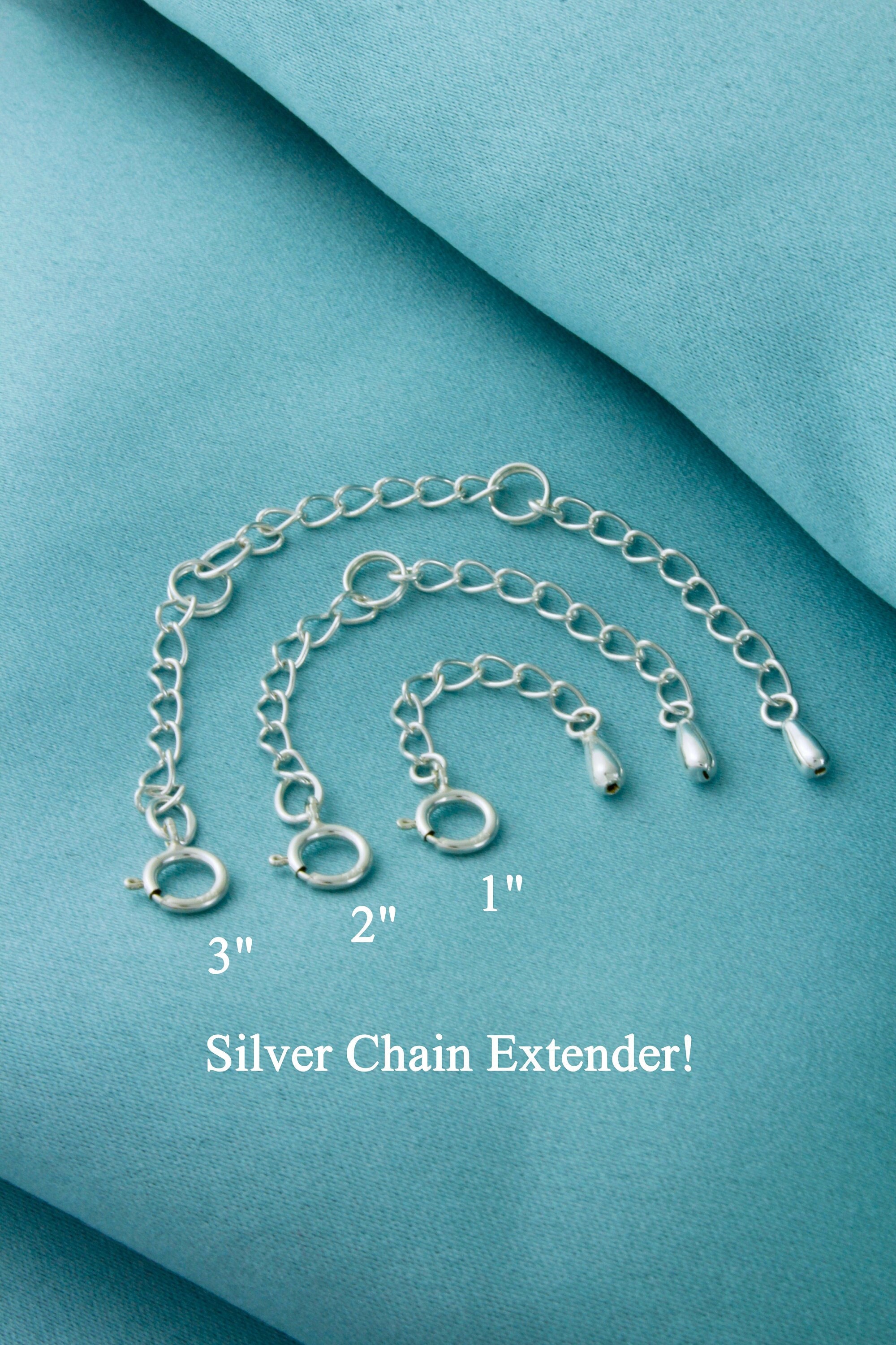 3 Pcs 925 Sterling Silver Necklace Extender Sterling Silver Chain Extenders for Necklaces Bracelet Extender Silver 1inch 2Inch 3inch
