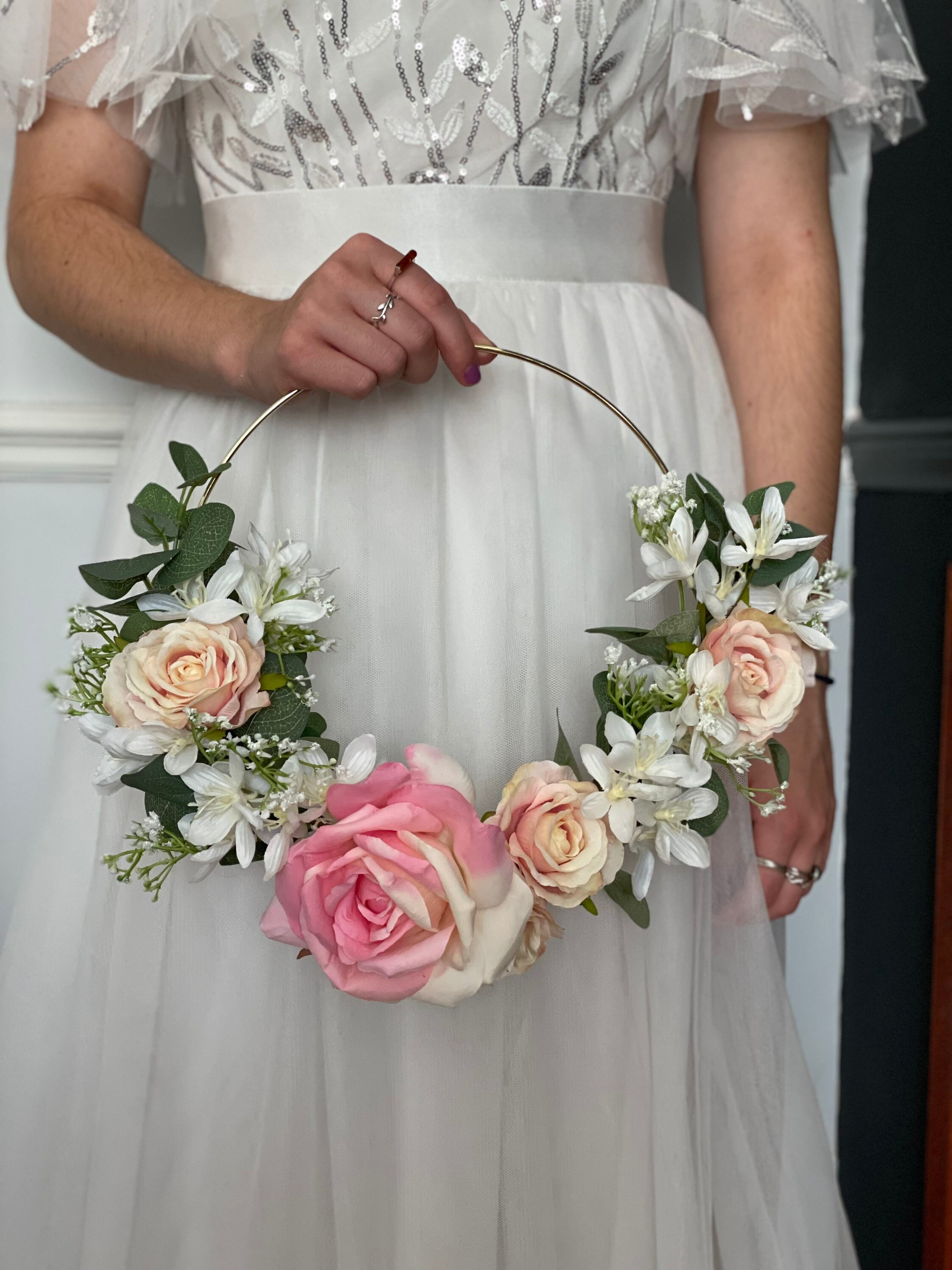 Artificial flower girl hoop/bridesmaid hoop/bridal floral Etsy