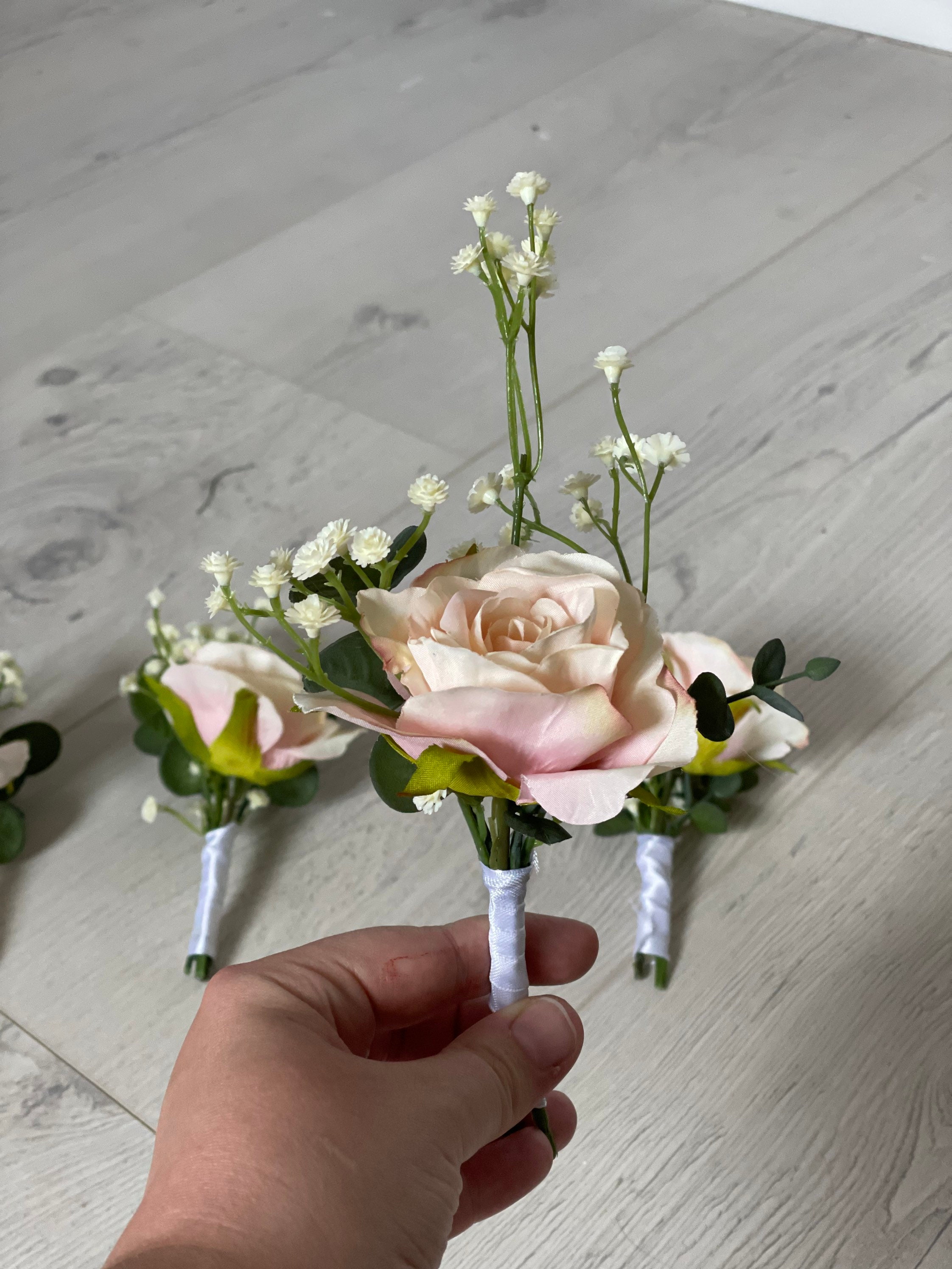 Artificial silk flower wedding buttonholes. Etsy