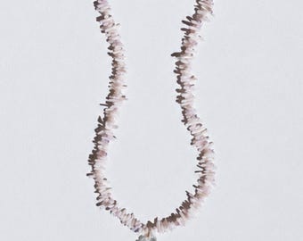 Clear Quartz Spiral Shell Pendant Coral Necklace, Hand-Carved, 14k Gold-Filled, Unique Handcrafted Jewelry