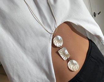 Nautilus Muschel Trio Anhänger Lange Halskette, 14k Gold-Filled, Einzigartiger Handgefertigter Schmuck