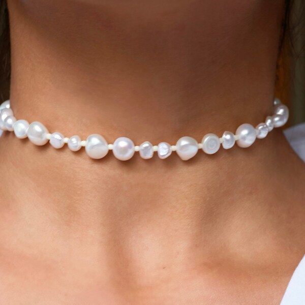 Big Pearl Necklace Etsy