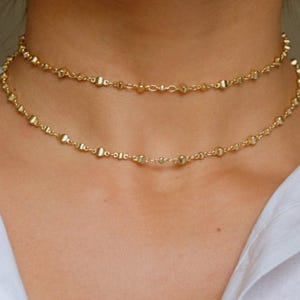 Matte Gold Moroccan Chain Necklace, Double Strand