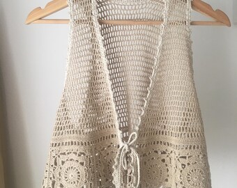 Crochet top | handmade linen and silk crochet vest