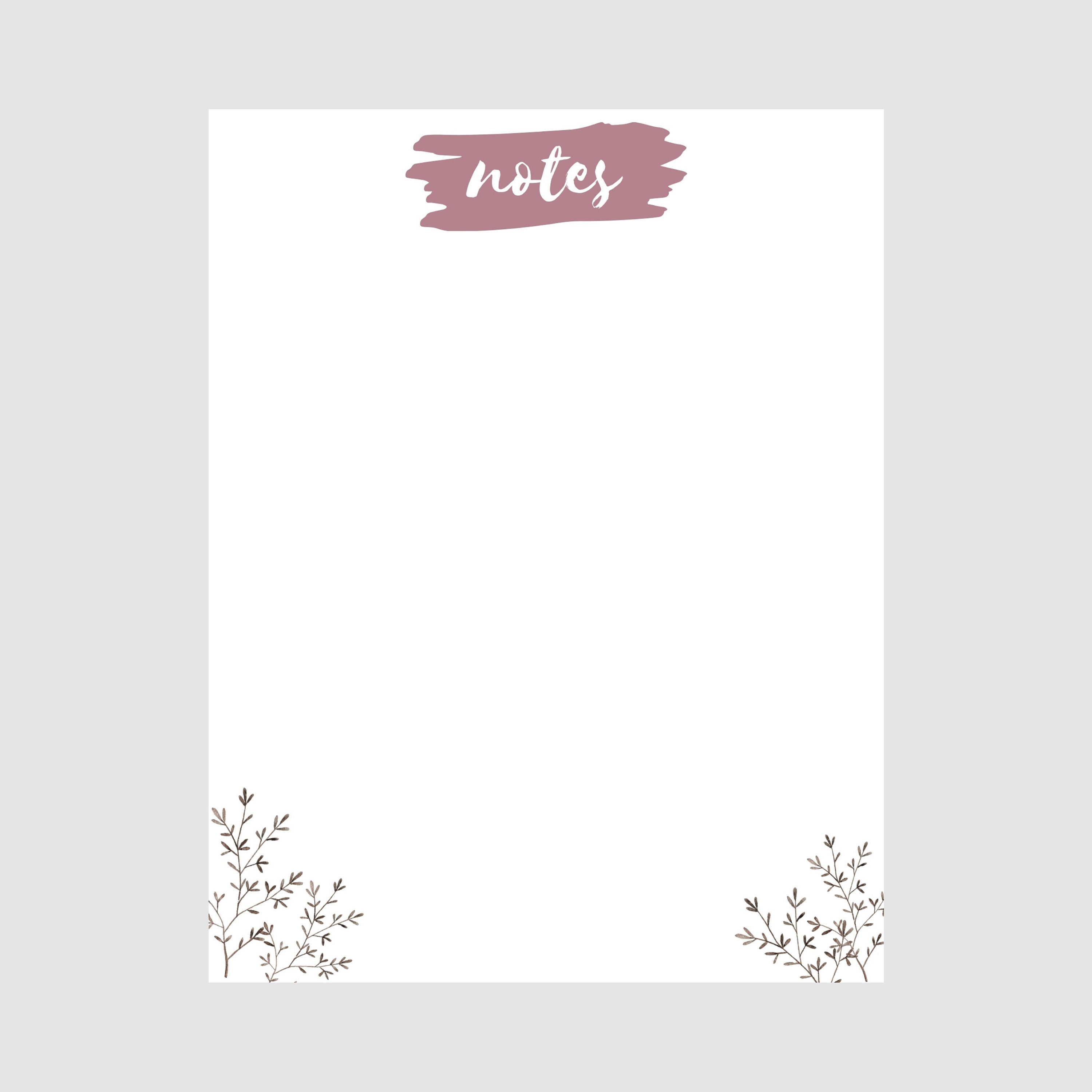 Printable Note Page Purple Floral Notes Page Planner | Etsy