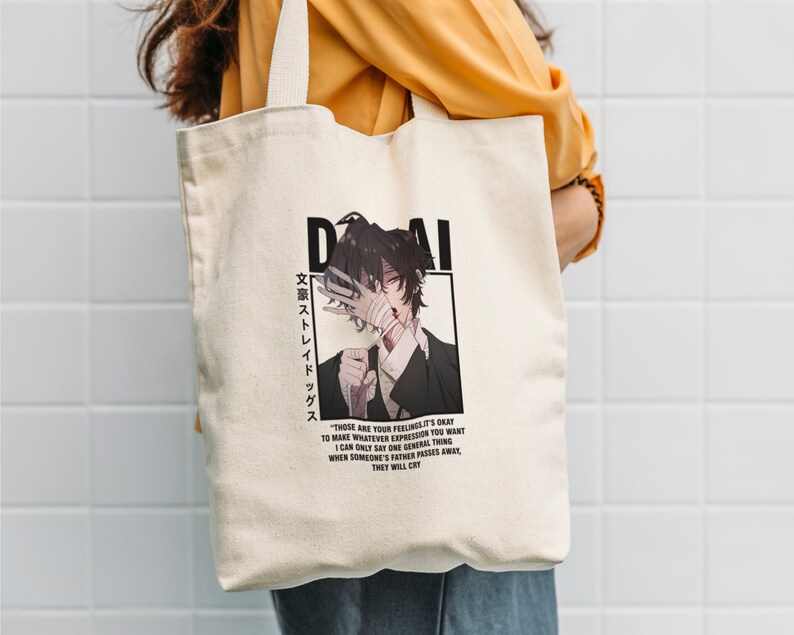 Anime Tote Bag Dazai Osamu Tote Bag Bsd Cartoon Japan Etsy