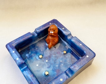 Popielniczka Space Otter, dekoracja z żywicy Galaxy Stars