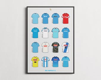 Napoli F.C. Vintage Football Kit Poster - Iconic Shirts History - Perfect for Fans