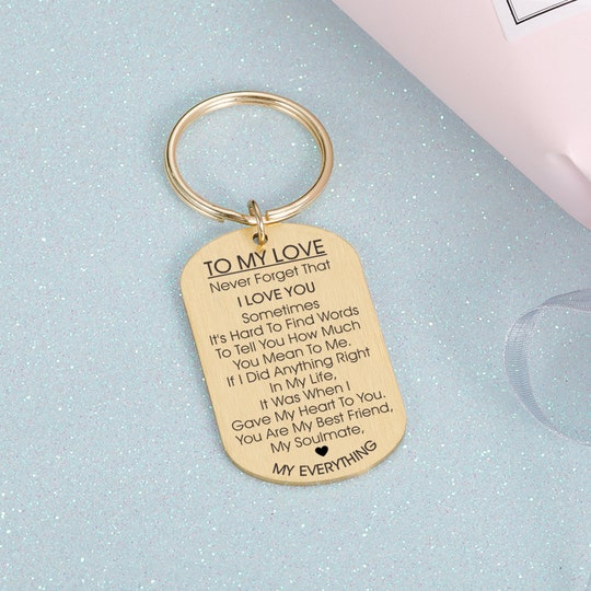 Disover To My Love- Keychain, Valentines Gift for Wife Husband, Never Forget that I Love You