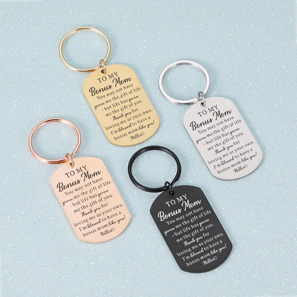 To My Bonus Mom Keychain, Step Mom Gift, Appreciation Gift, Thank You for Loving Me as Your Own