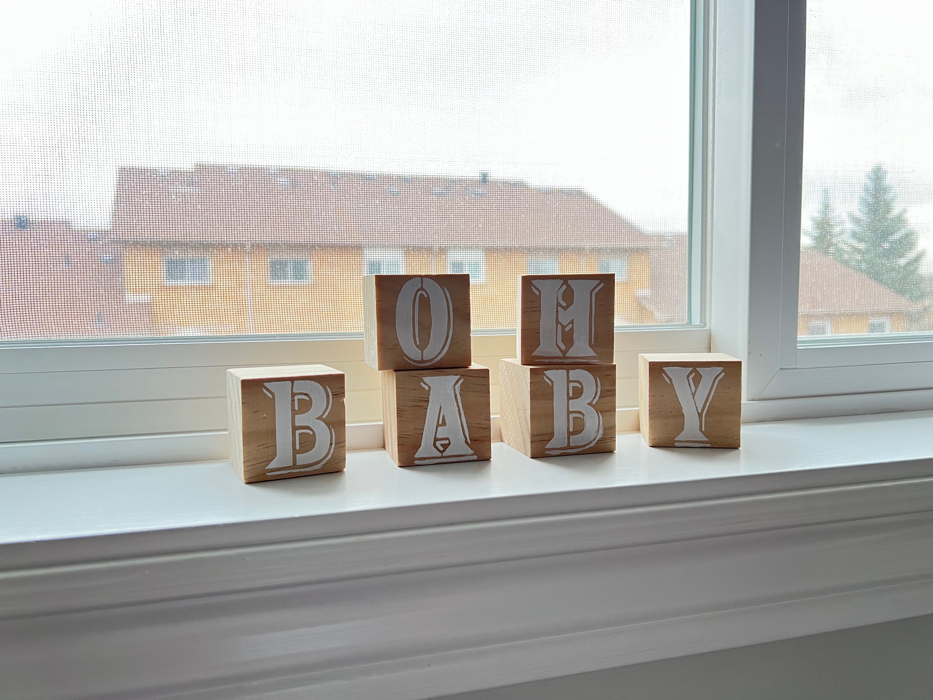 Oh Baby Wooden Blocks customizable Baby Shower 