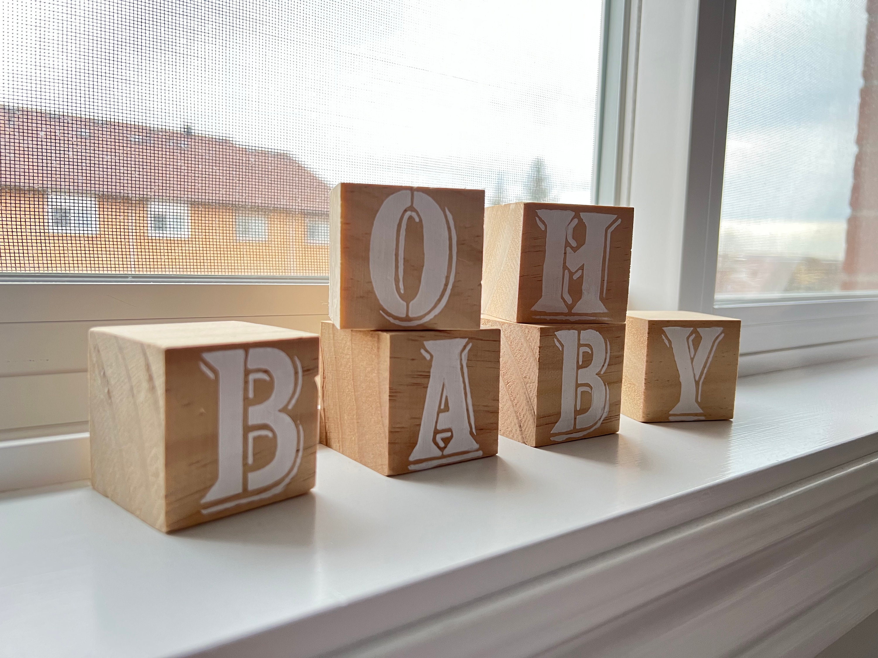 Oh Baby Wooden Blocks customizable Baby Shower 