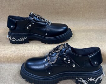 Goth Skull Shoes: Black, Women’s Size 9 (CN 41)