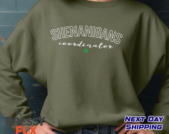 Shenanigans Coordinator Shirt, Matching St Patrick's Day Sweater, St Patrick's Day Sweatshirts, Irish Sweaters, Lucky Clover Sweatshirt