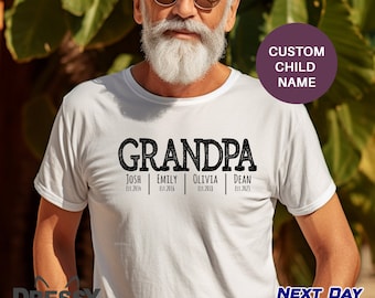 Custom Grandpa Shirt With Grandkids Names, Father's Day Shirt, Personalized Grandpa Shirt, Grandpa Est Date