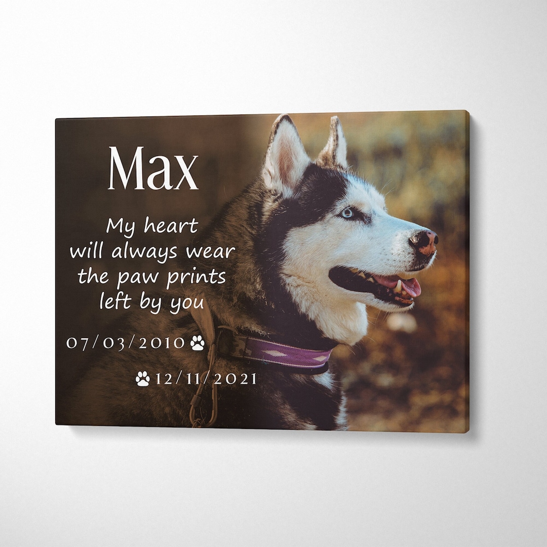 Dog Memorial Canvas With Photo, Personalized Pet Memorial Gift, Cat