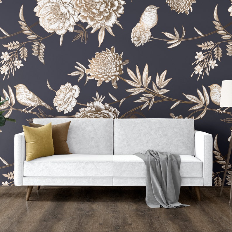 Cute Birds Peel and Stick Wallpaper Vintage Removable - Etsy