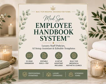 MedSpa Employee Handbook Template | AI Setup Assistant, Editable DOCX + PDF