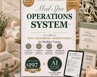 Complete MedSpa SOP Templates Bundle, Employee Handbook Template, Hiring Forms & Operations System with AI Assistant | 2026